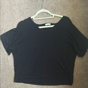 Black V-Neck Women's Top